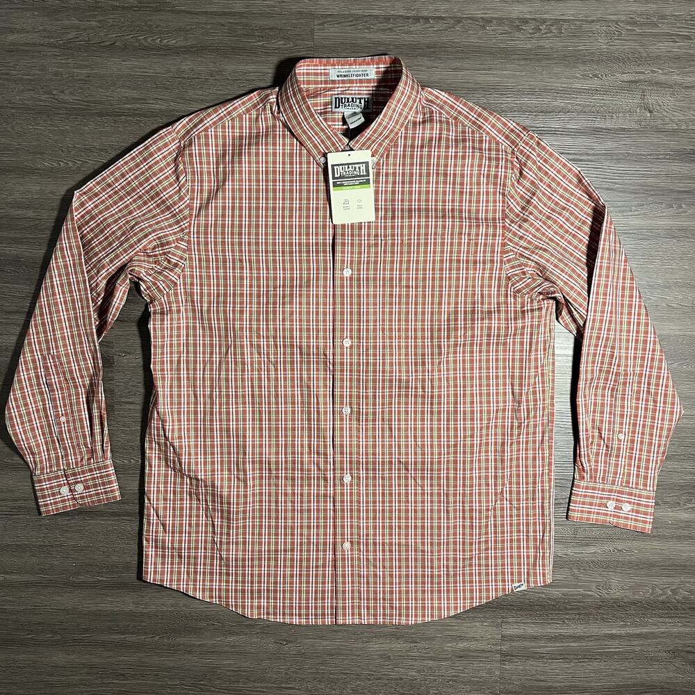 Duluth Wrinklefighter Shirt Men's L Plaid Relaxed Fit Long Sleeve 92105 NWT